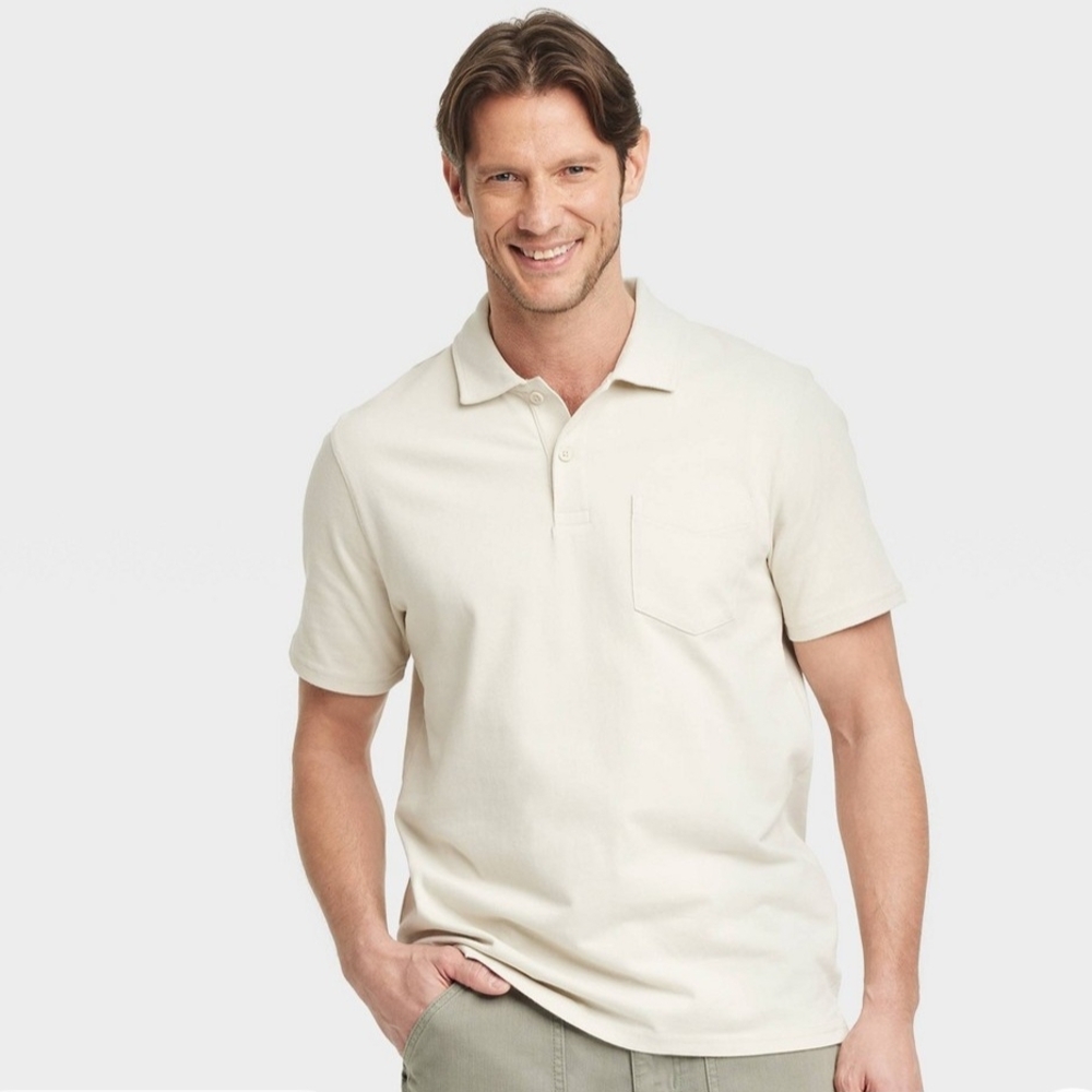 New Collared Men's Light Beige Polo Shirt
